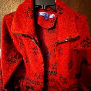 Elegant Red and Black Women's Varsity Jacket